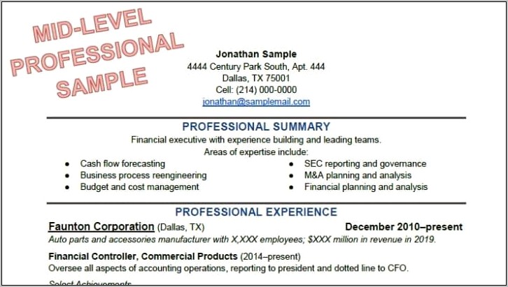 Experienced In Order To Cash Flow Resume Example