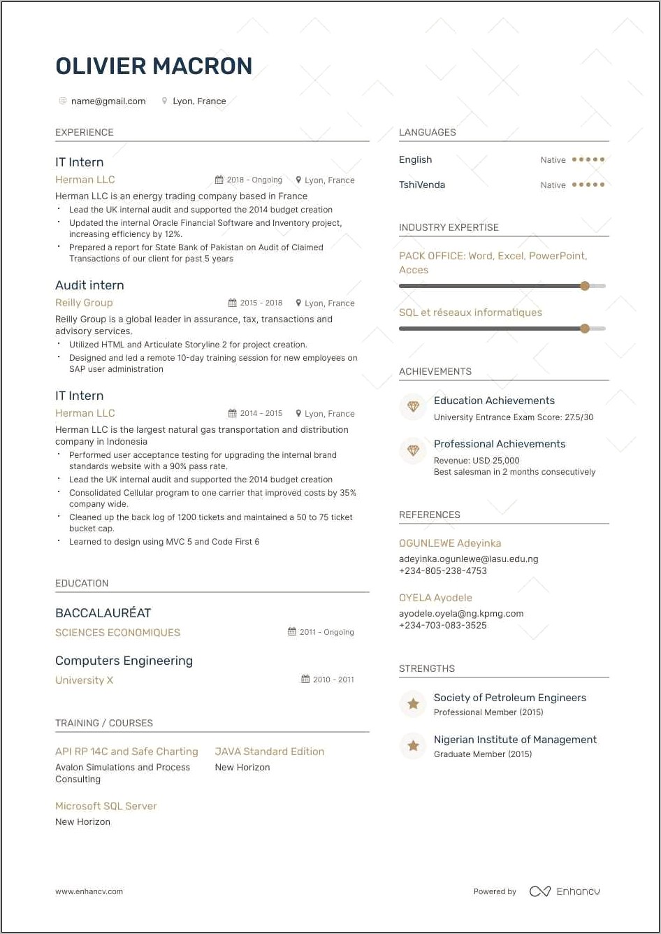 External Auditor Intern Job Description For Resume