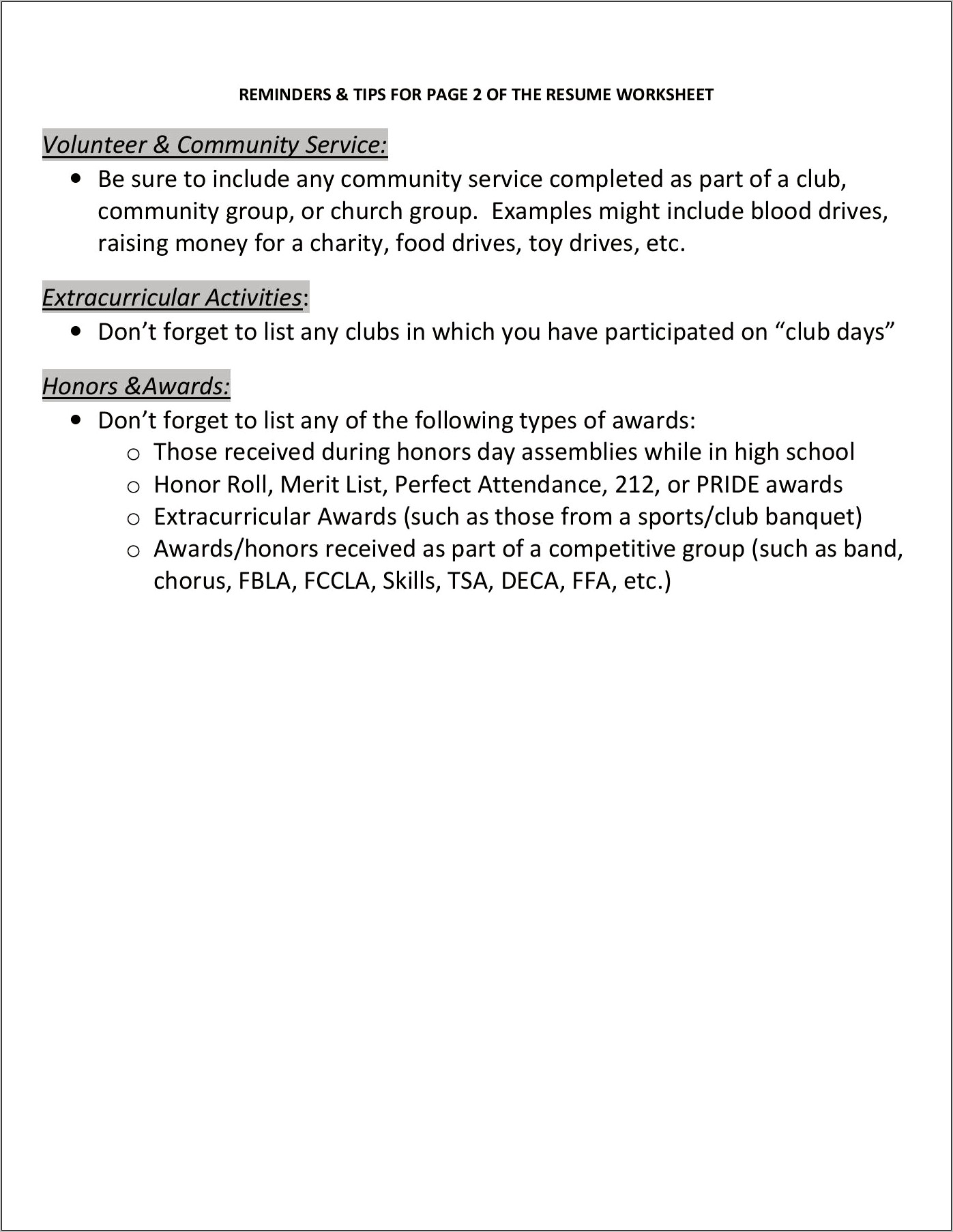 Extracurricular Activities And Athletics Resume Sample