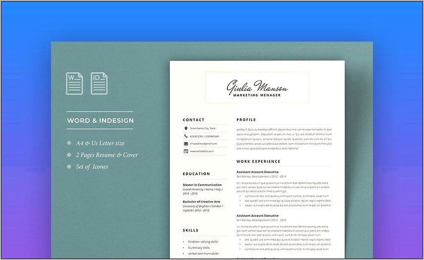 Eye Catching 2 Page Resume Templates