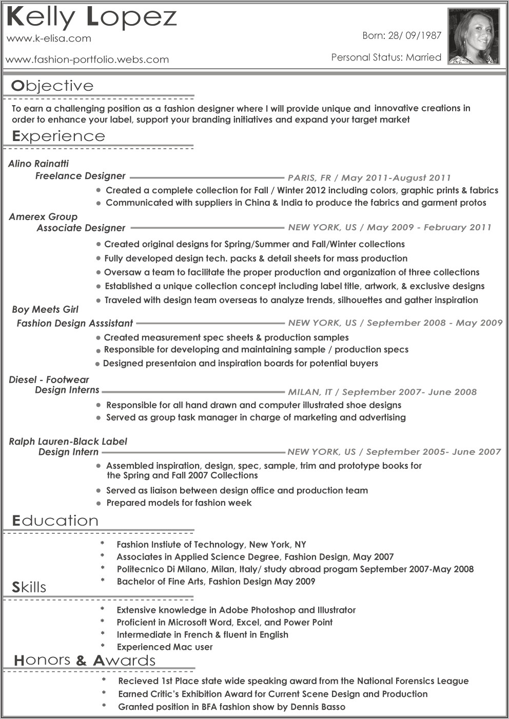 Fashion Stylist Resume Objective Examples