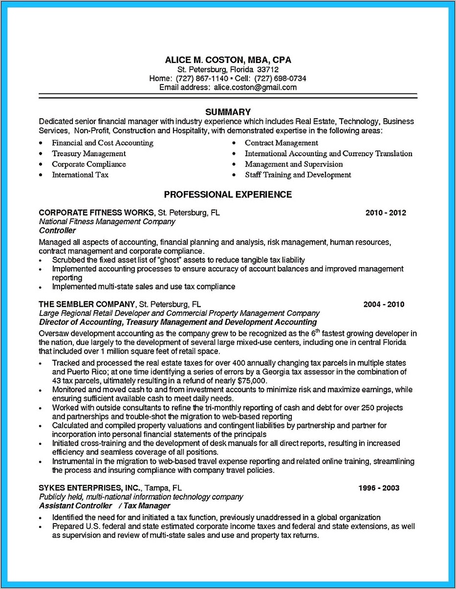 Federal Resume For A Housing Manager