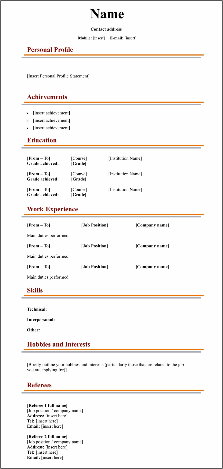 Fill In The Blank Resume Free Download