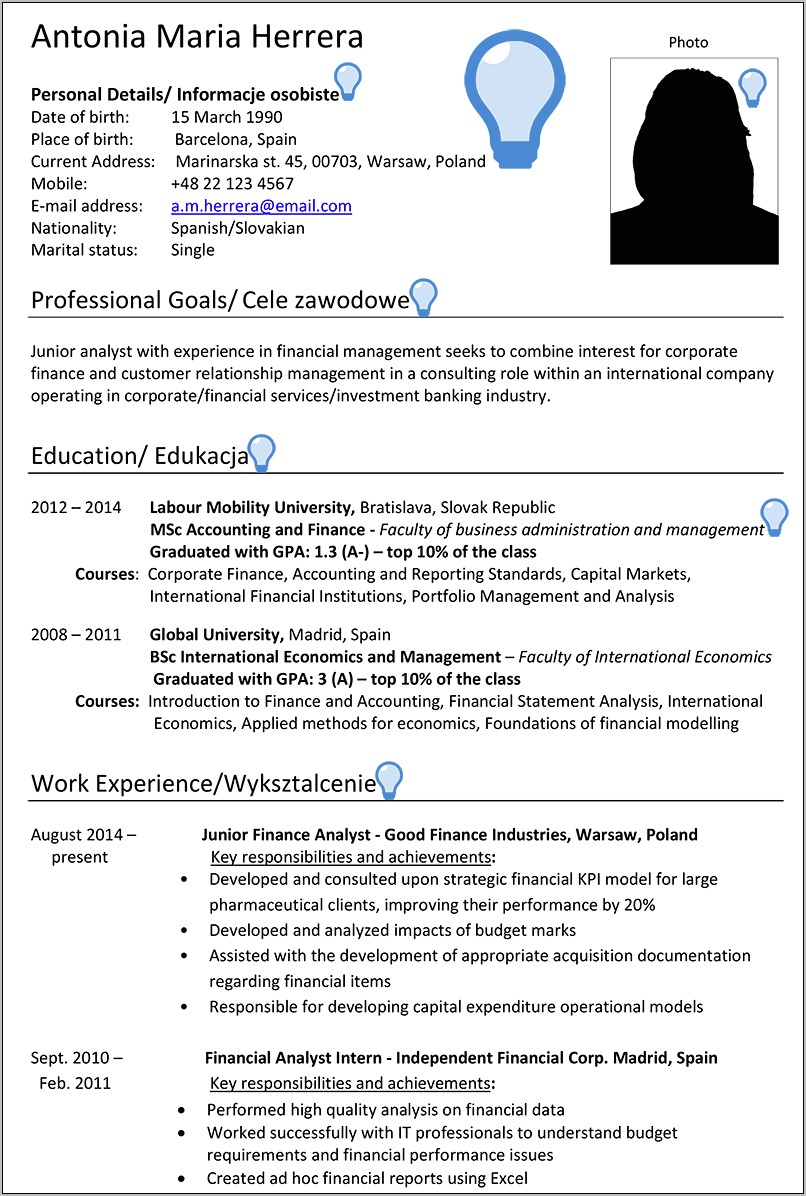 Financial Analyst Responsibilities Job Summary Resume