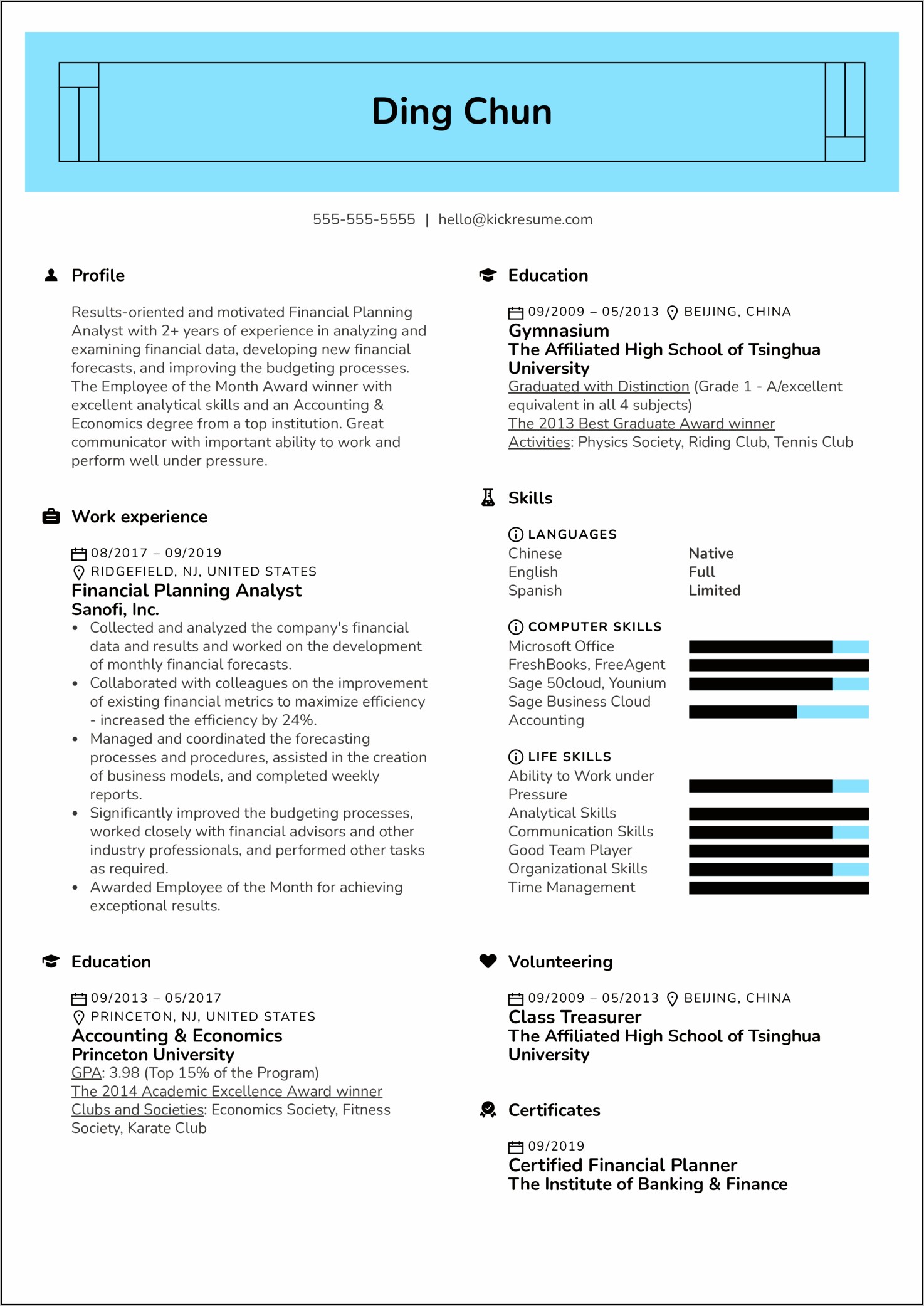 Financial Analyst Resume Profile Examples