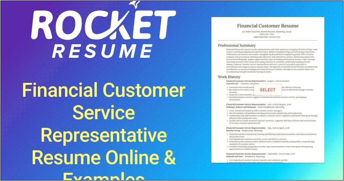Financial Customer Service Representative Resume Sample
