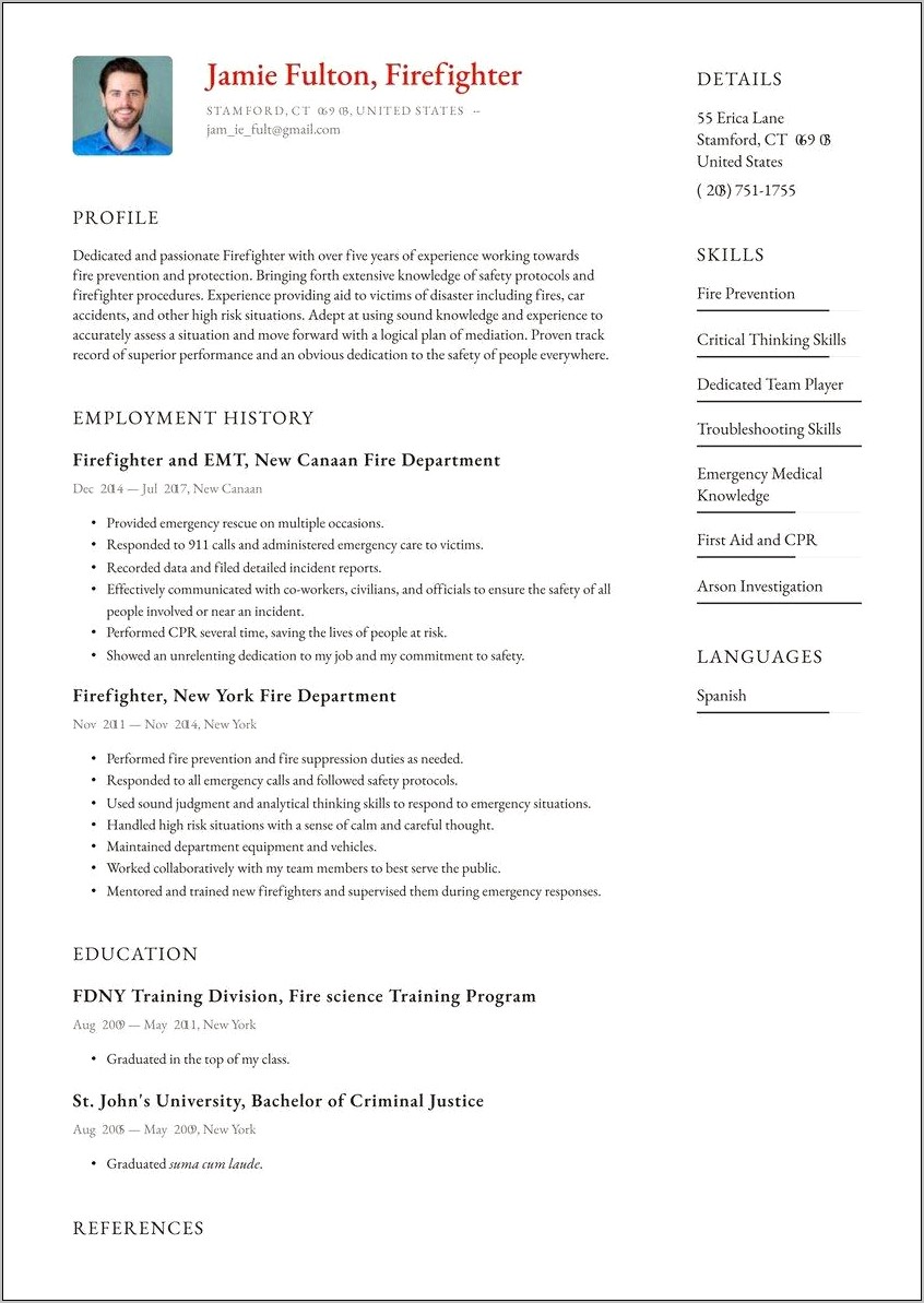 Fire Department Resume Objective Examples