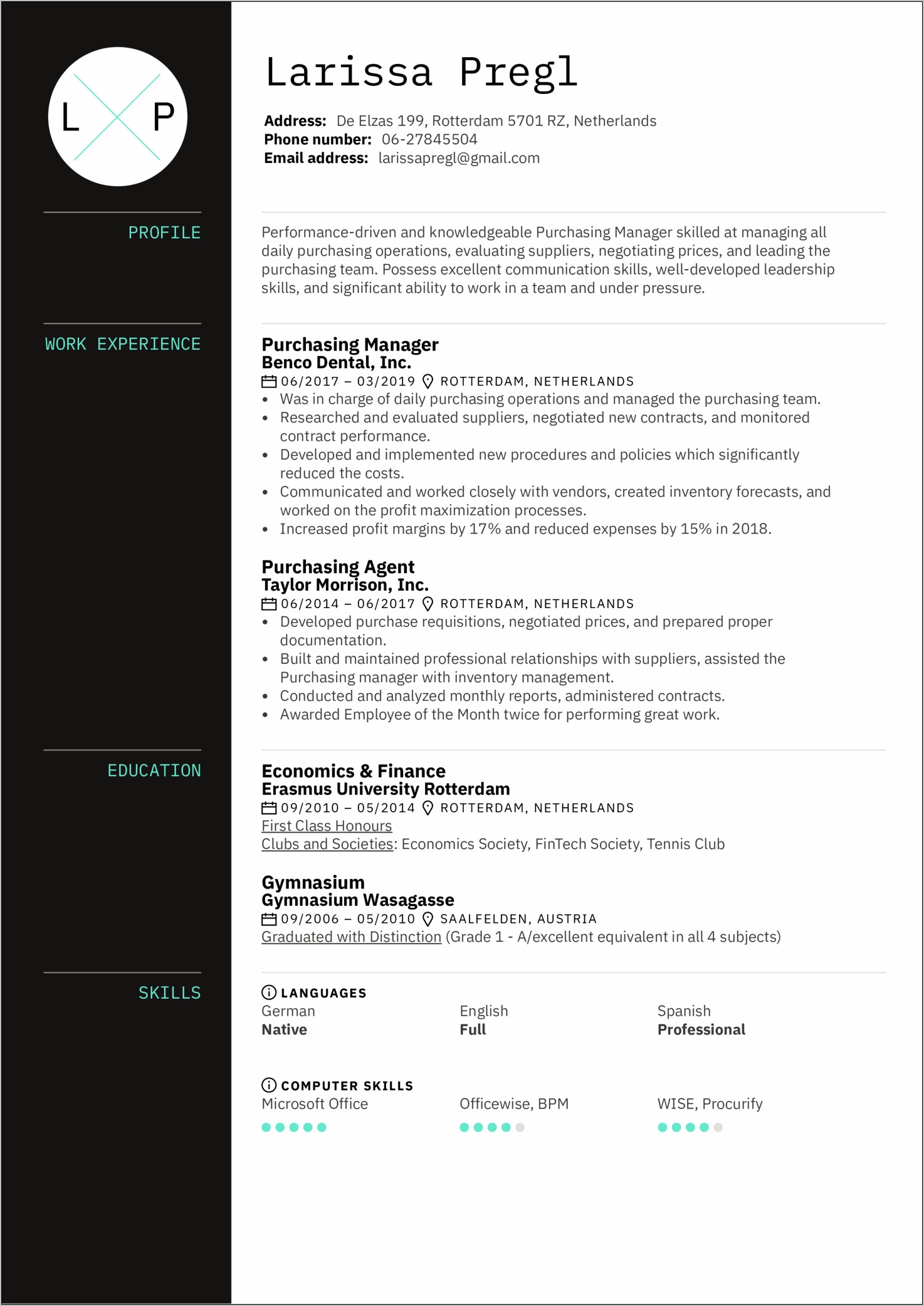 Food Purchasing And Inventory Manager Resume
