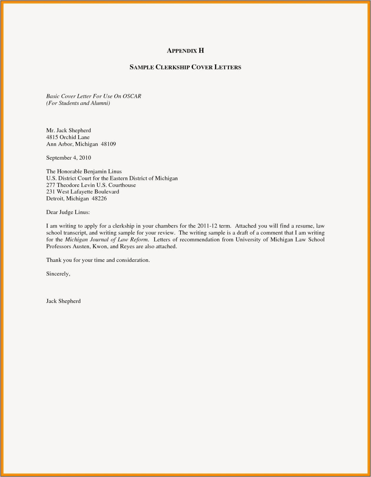 For Your Consideration Resume Cover Letter
