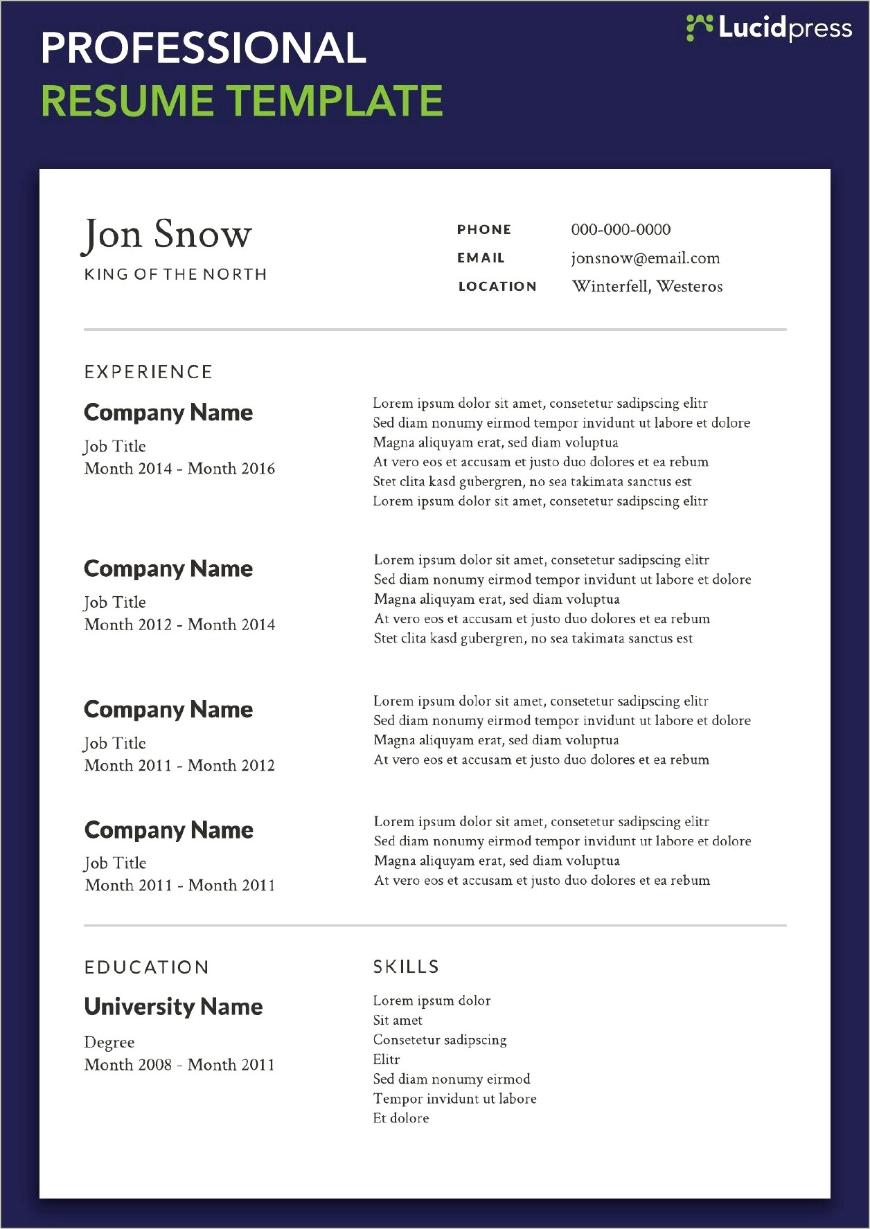 Format For Writing A Job Resume