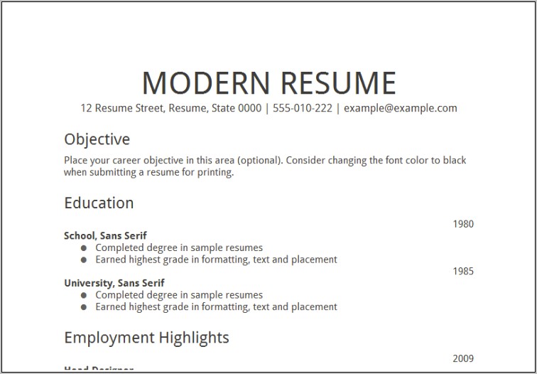Format Of Objective In A Resume