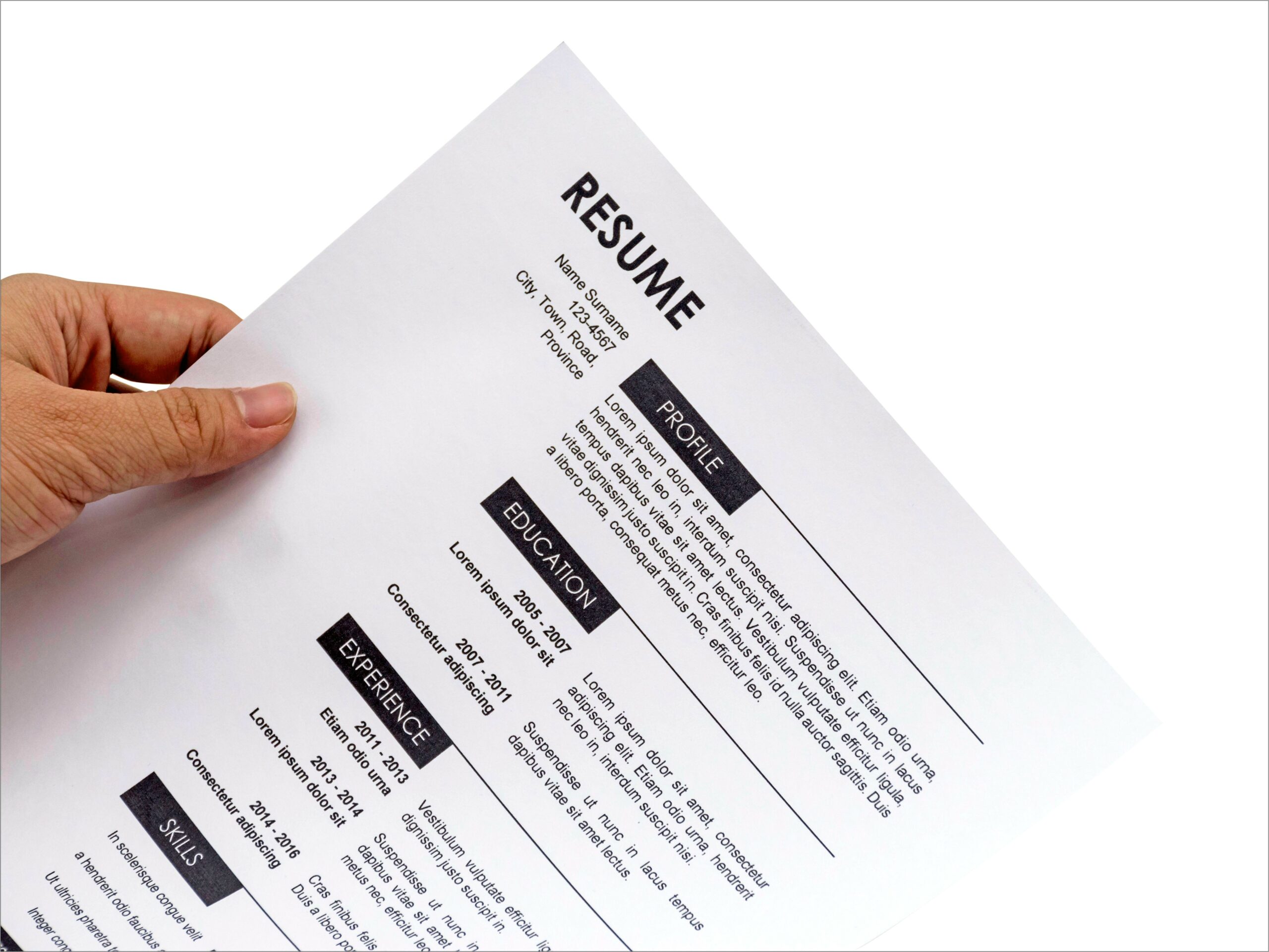 Format Of Resume Applying For Job