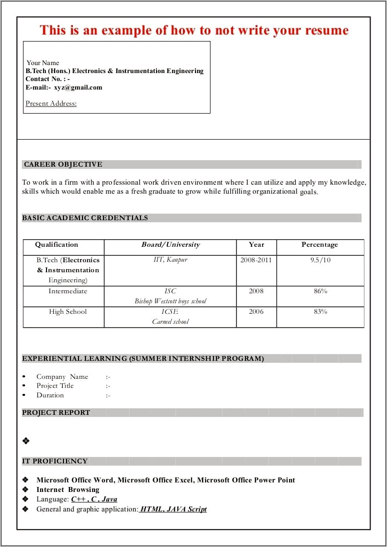 Format Of Resume In Word Download