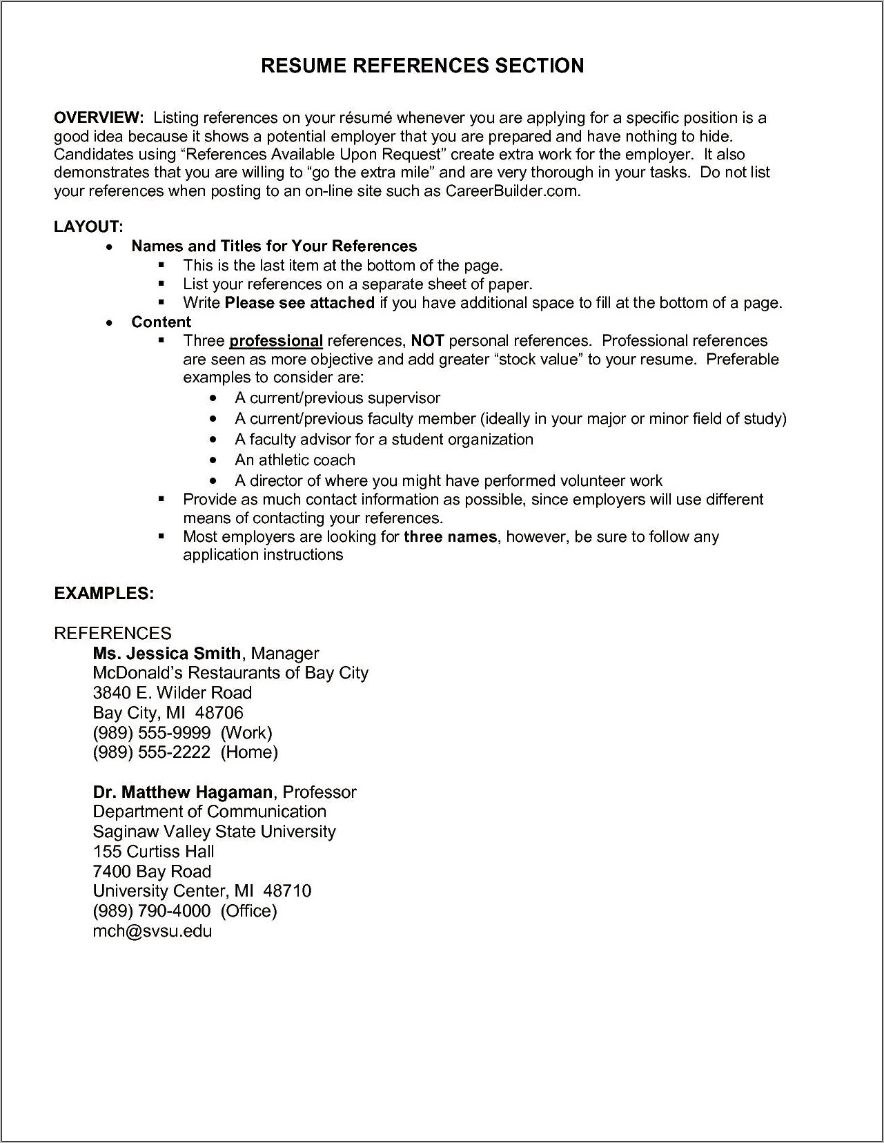 Format To Put References On A Resume