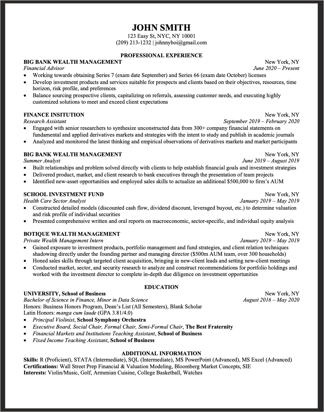 Fraternity Risk Management Chair Resume