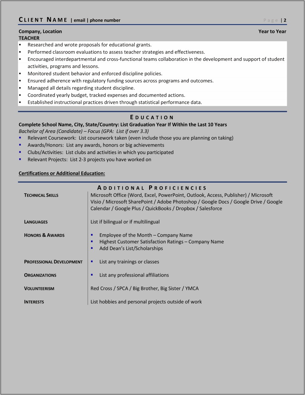 Free Assistant Principal Resume Template
