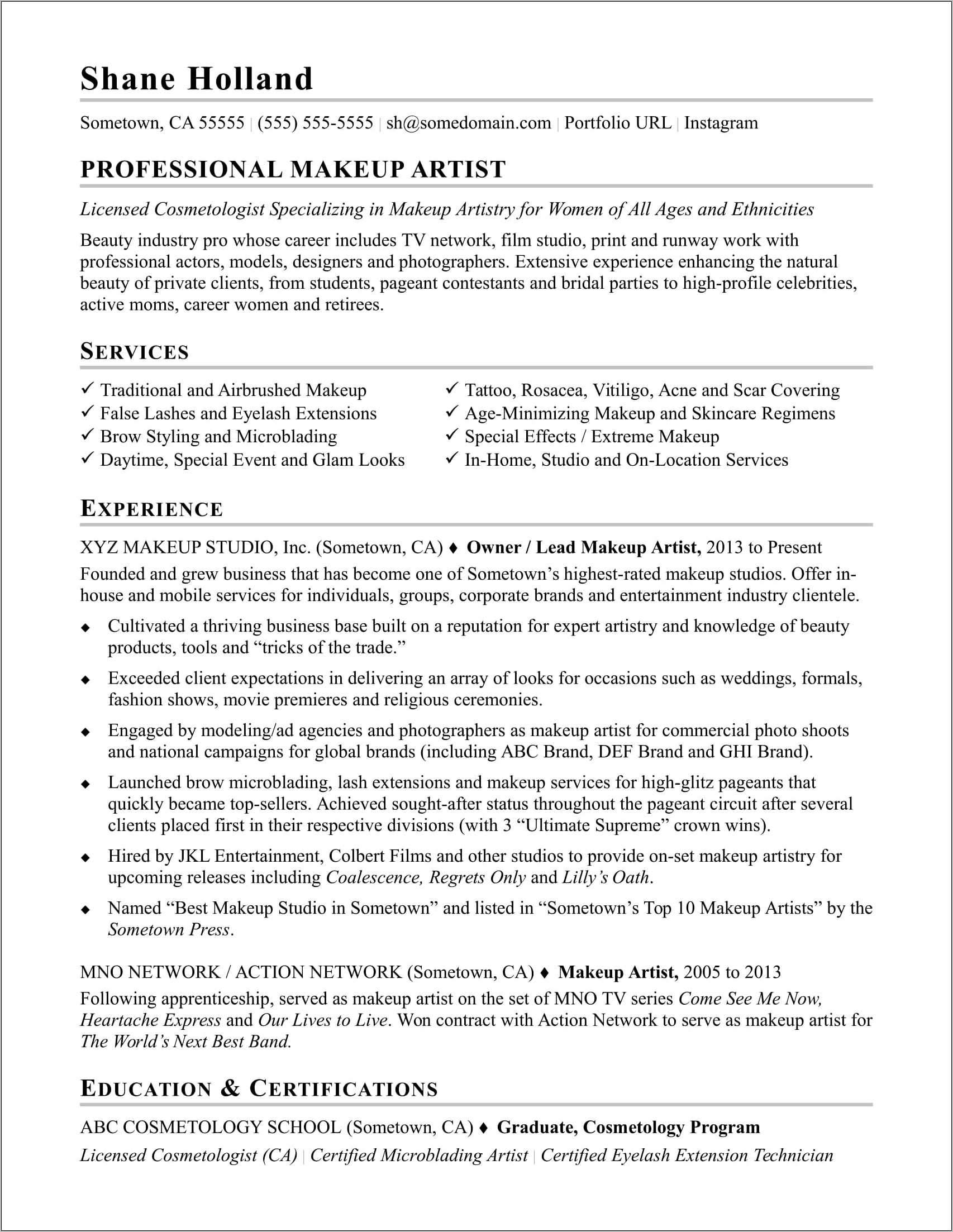 Free Background Actor Fill In Resume Template