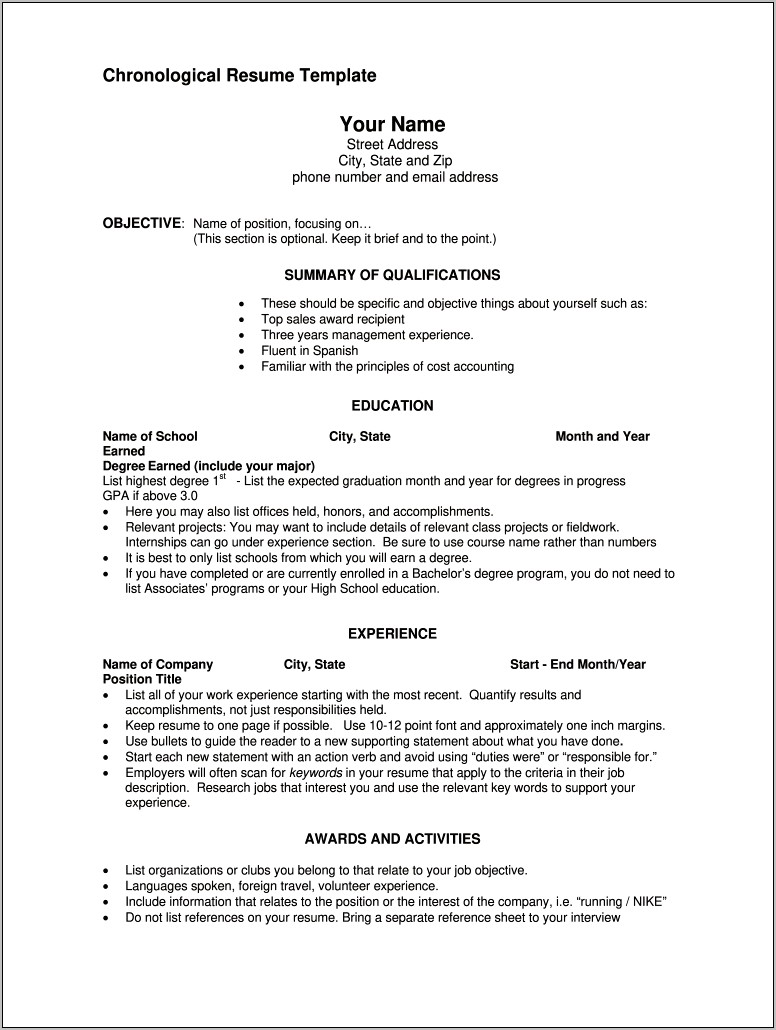 Free Blank Resume To Fill Out
