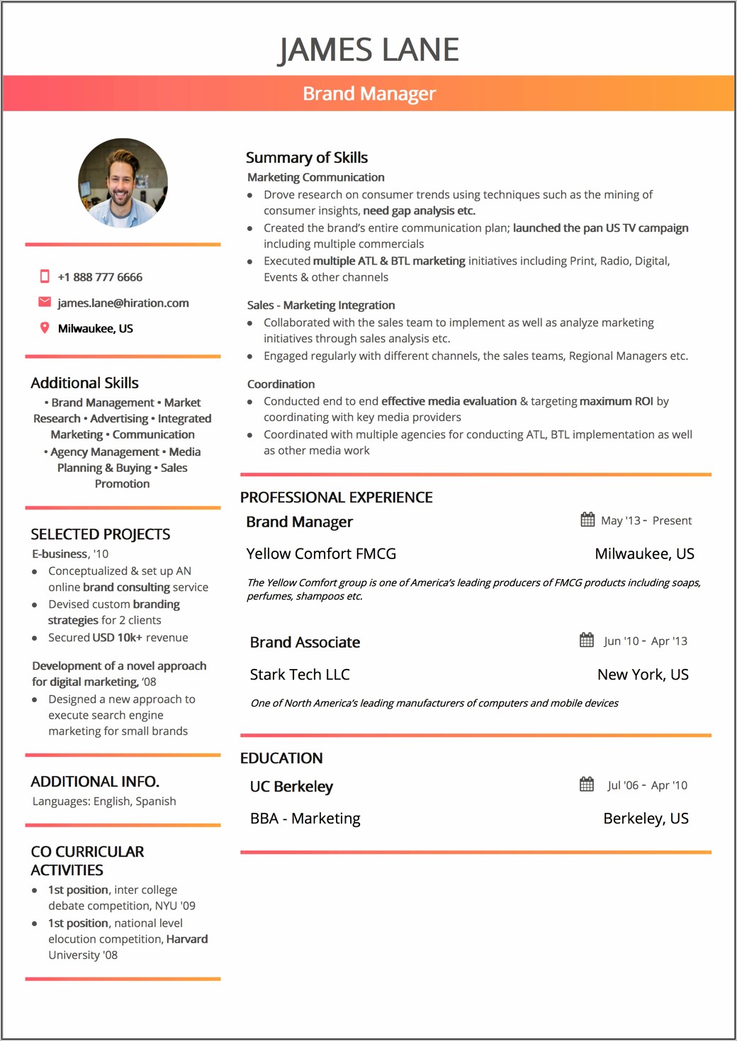 Free Core Functional Format Resume Template