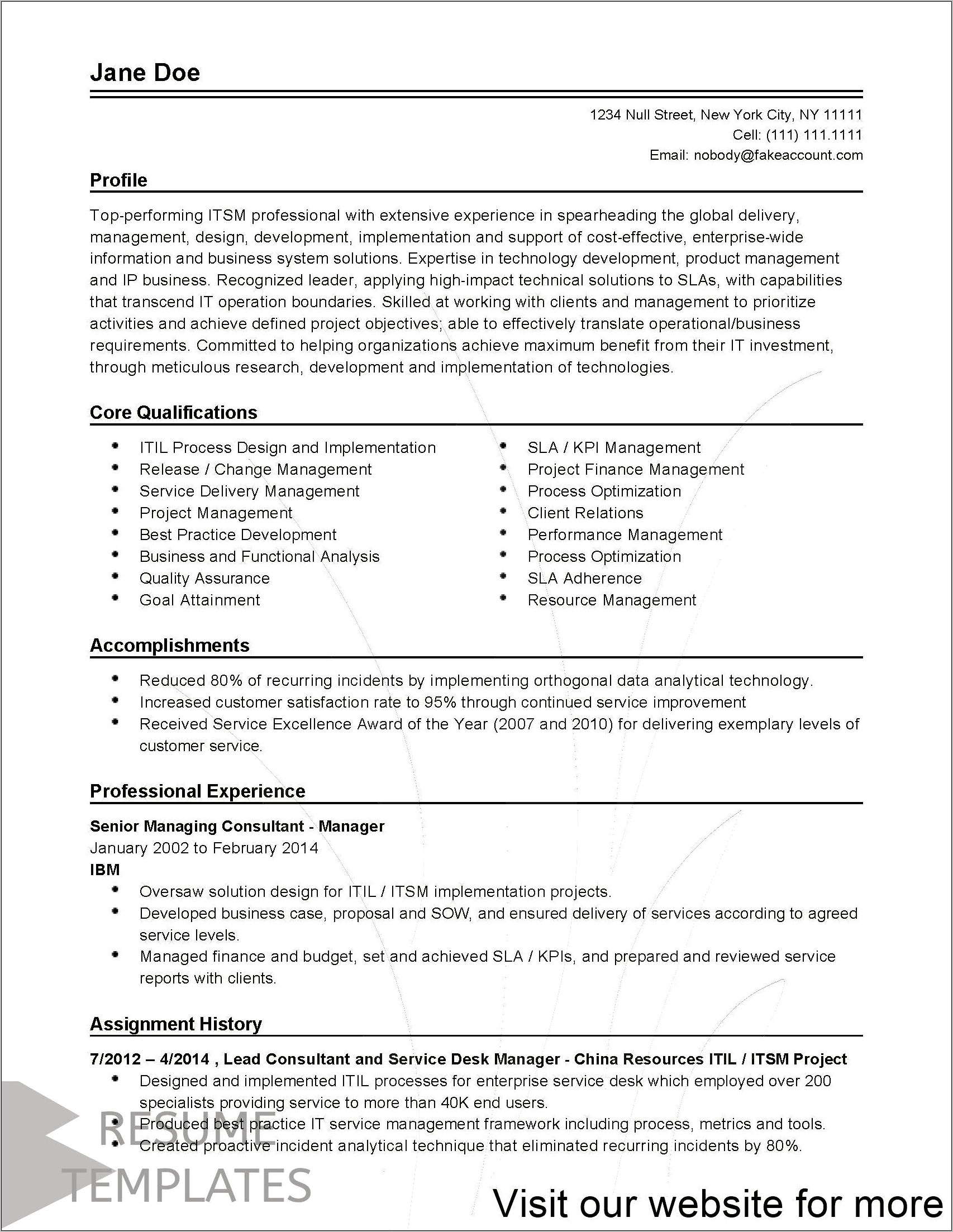 Free Core Functional Resume Template Adobe