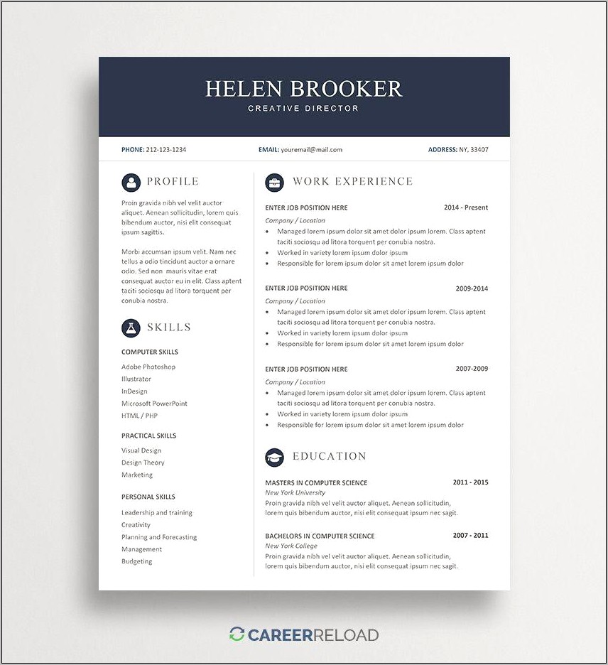 Free Creative Resume Template Doc Download