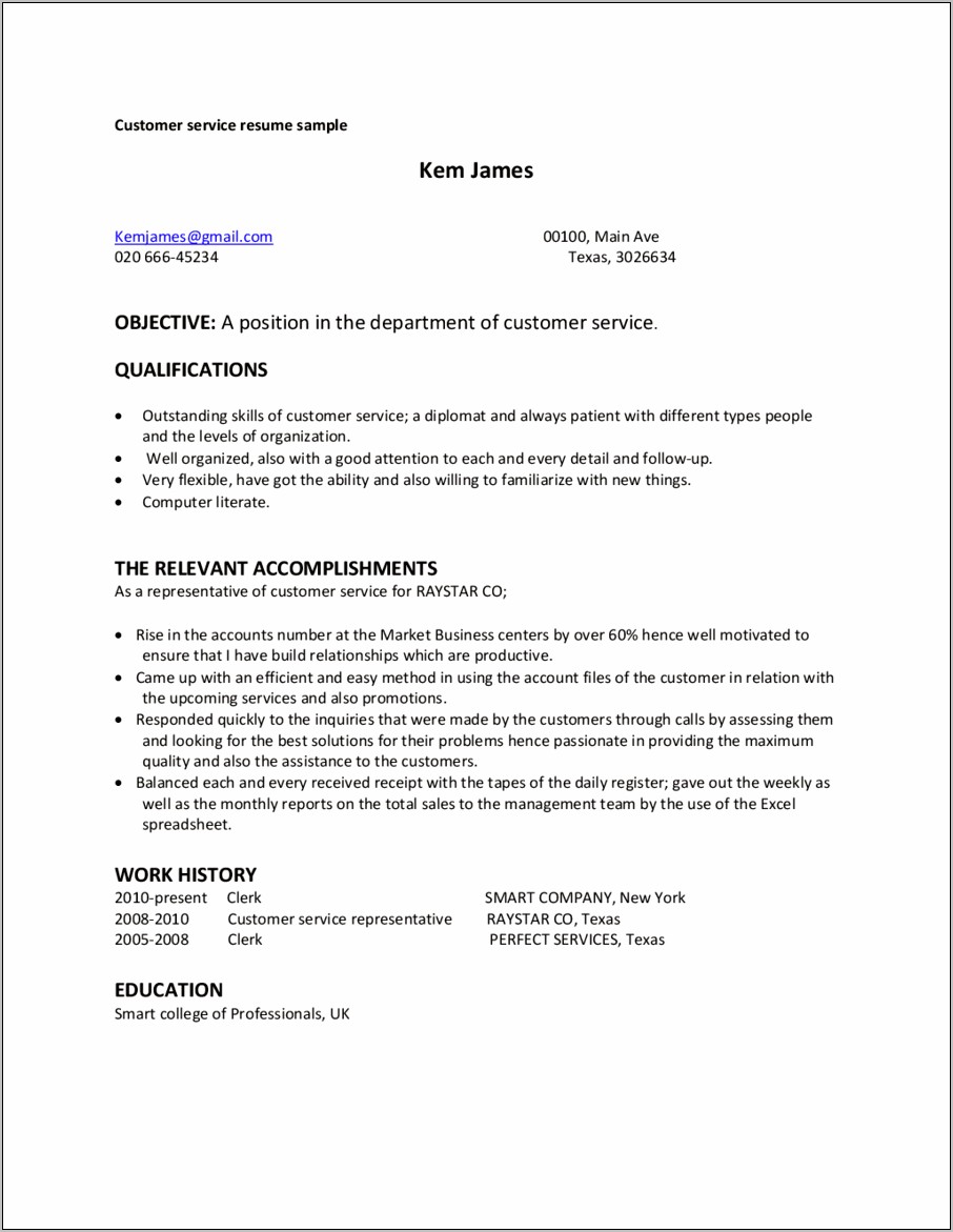 Free Customer Service Resume Templates For Word
