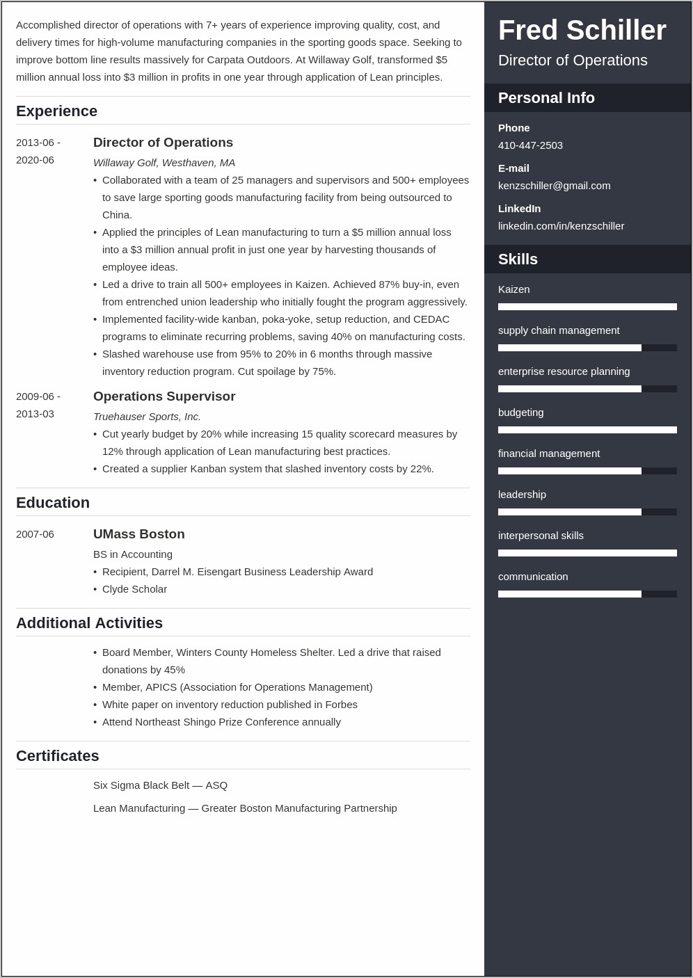 Free Director Of Operations Resume Template