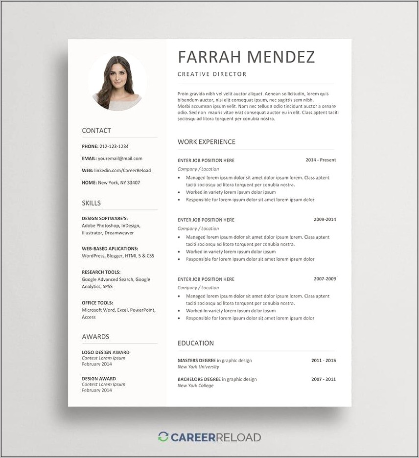 Free Downloable Resume Templates For Word