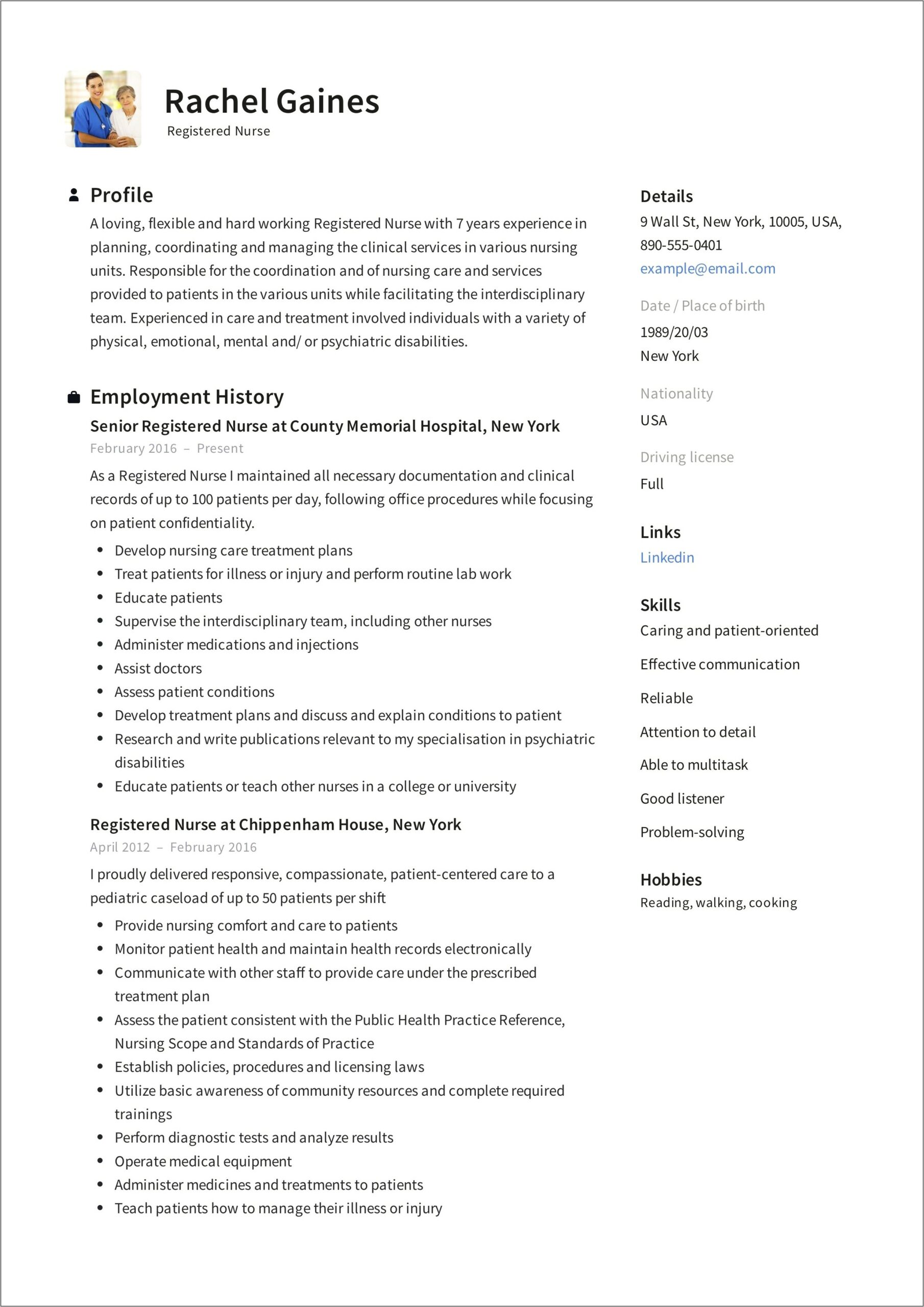 Free Download Resume Format For Nurses