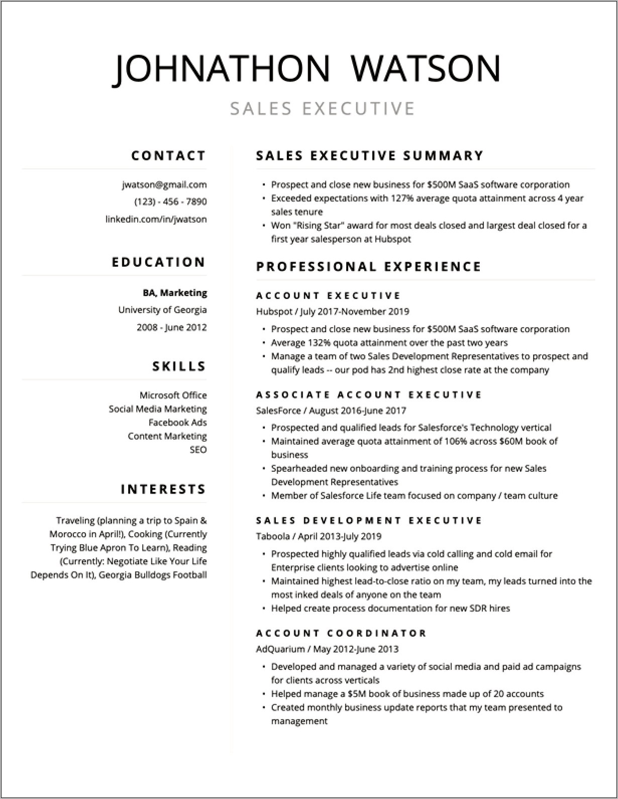 Free Download Sample Of Resume For Job Application