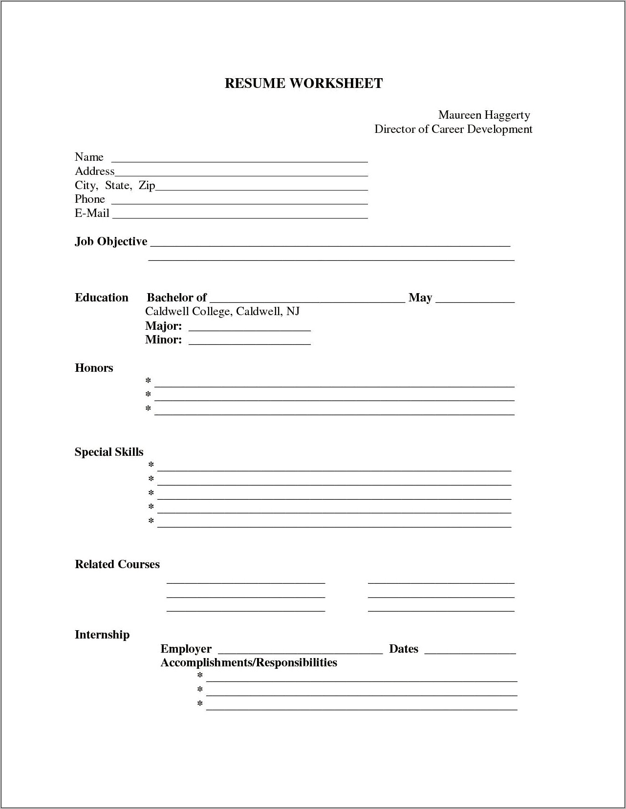 Free Downloadable Or Print Out Resume