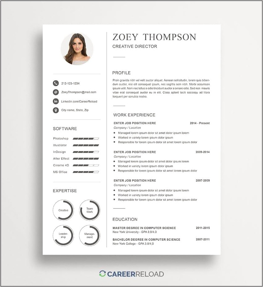 Free Downloadable Resume Templates With Phot