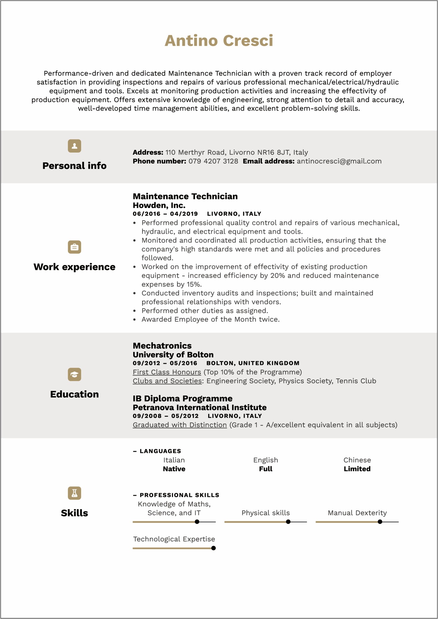 Free Electronic Technician Resume Samples