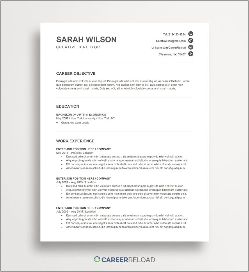 Free Entry Level Resume Templates Download