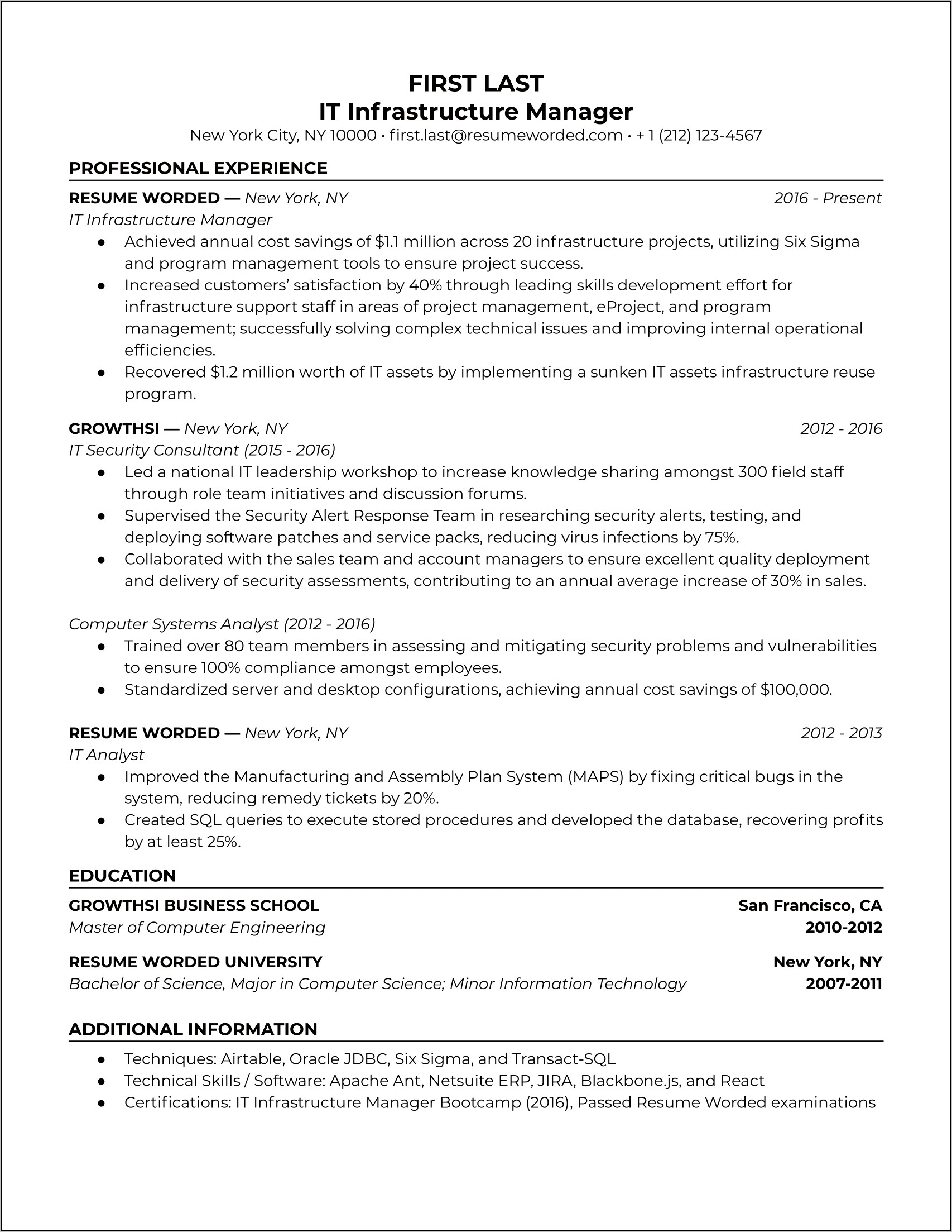 Free Examples Of Network Infrastructure Engineer Resumes