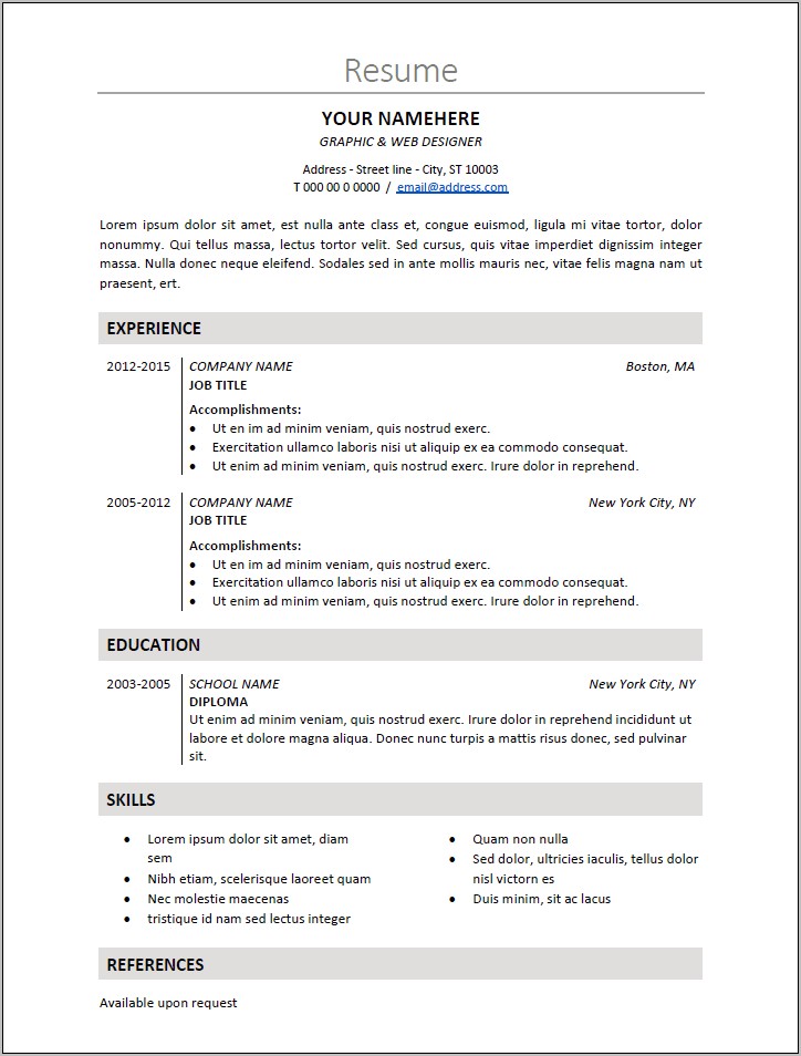 Free Executive Classic Resume Template Download