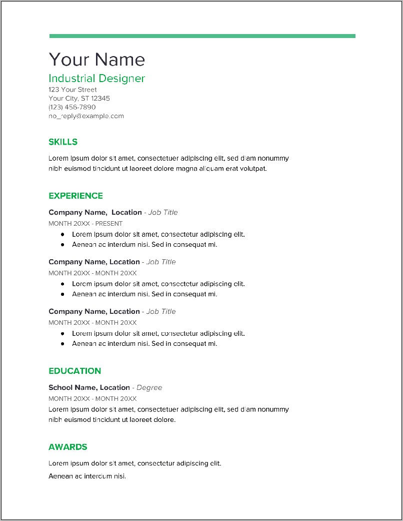 Free Google Doc Custom Resume Template