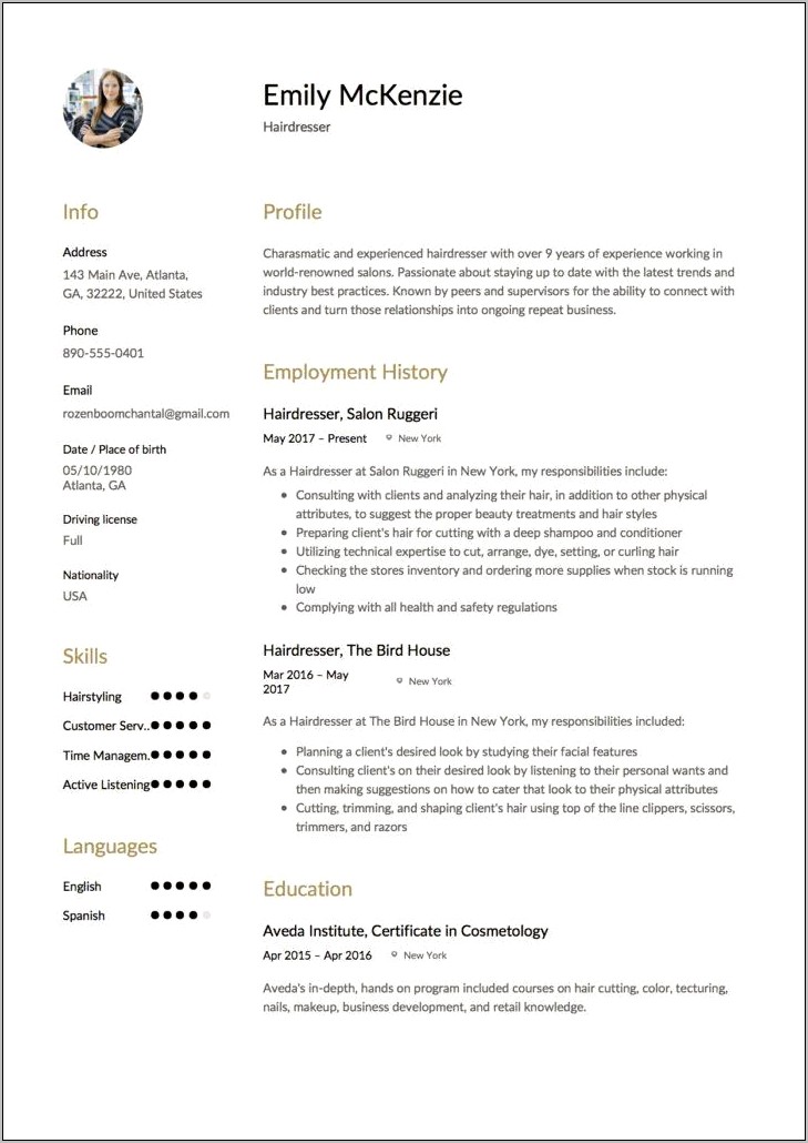 Free Hair Stylist Resume Templates Download