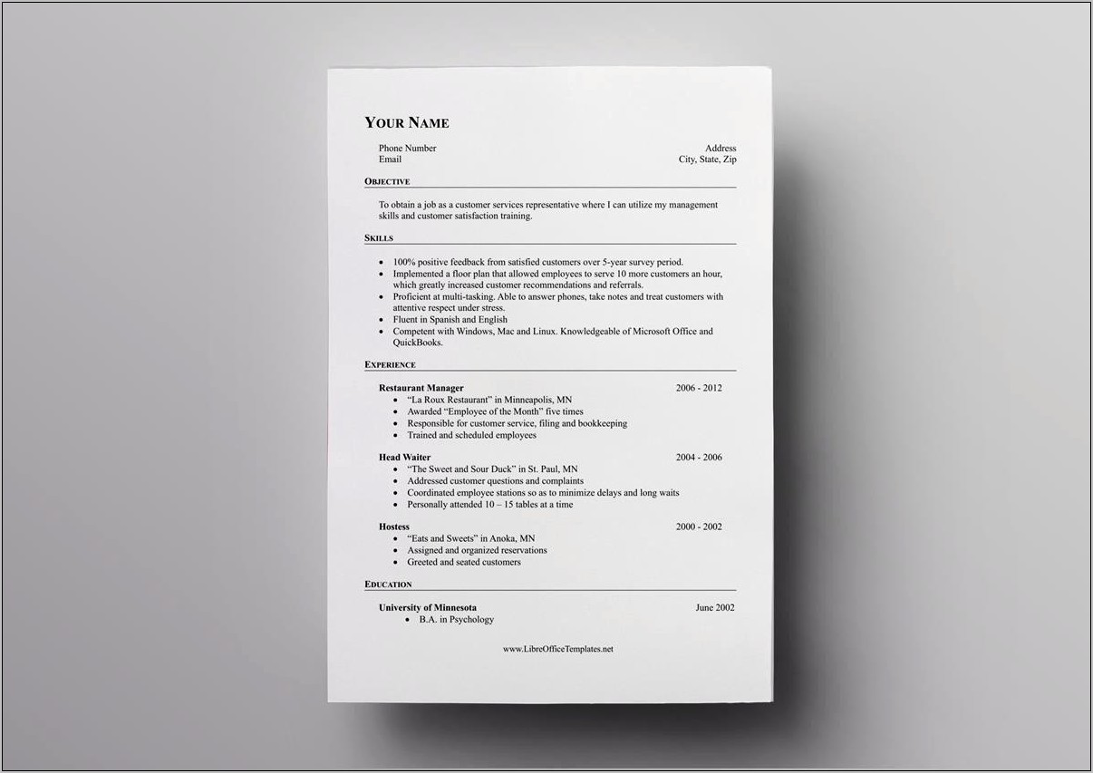 Free Hybrid Resume Templates No Required Fields