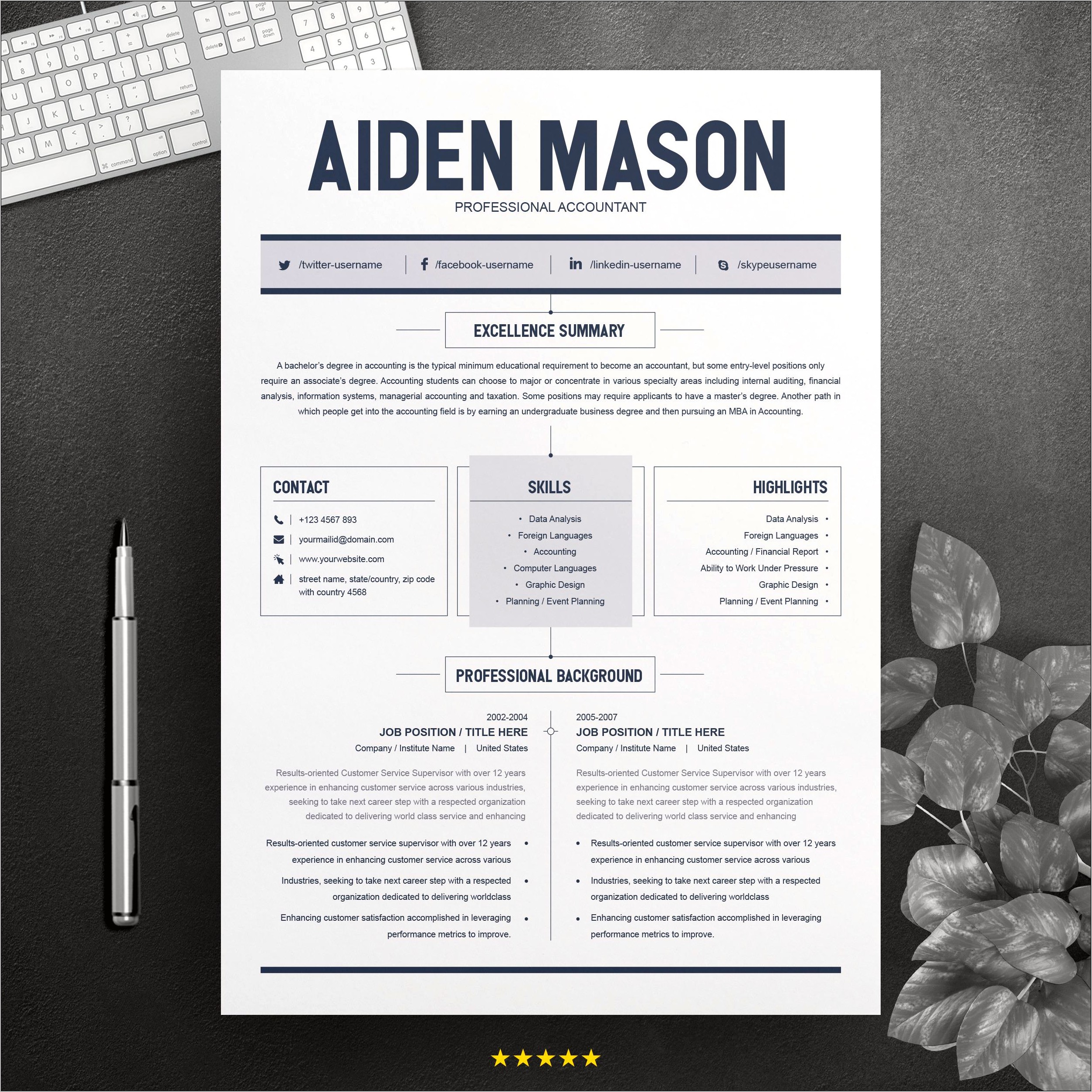 Free Images Of Two Page Resumes