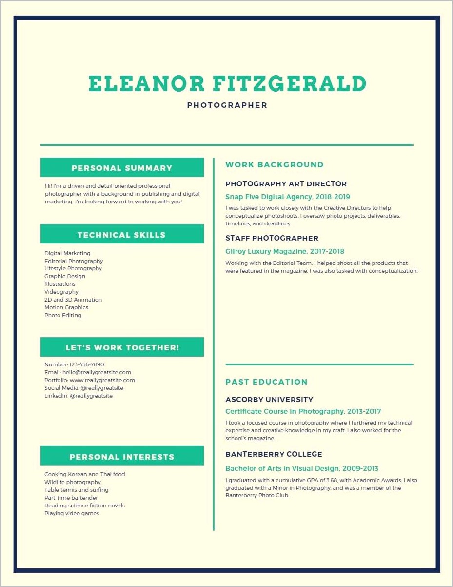 Free Infographic Resume Template For Word