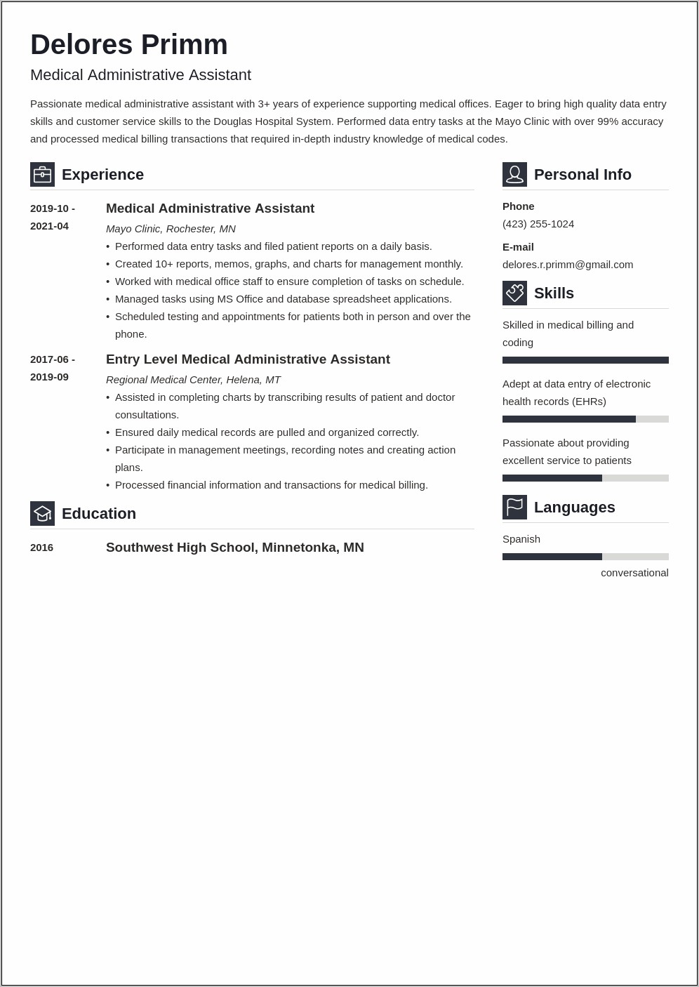 Free Medical Office Manager Resume Template