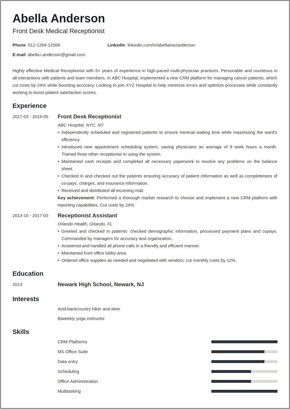 Free Medical Office Resume Templates