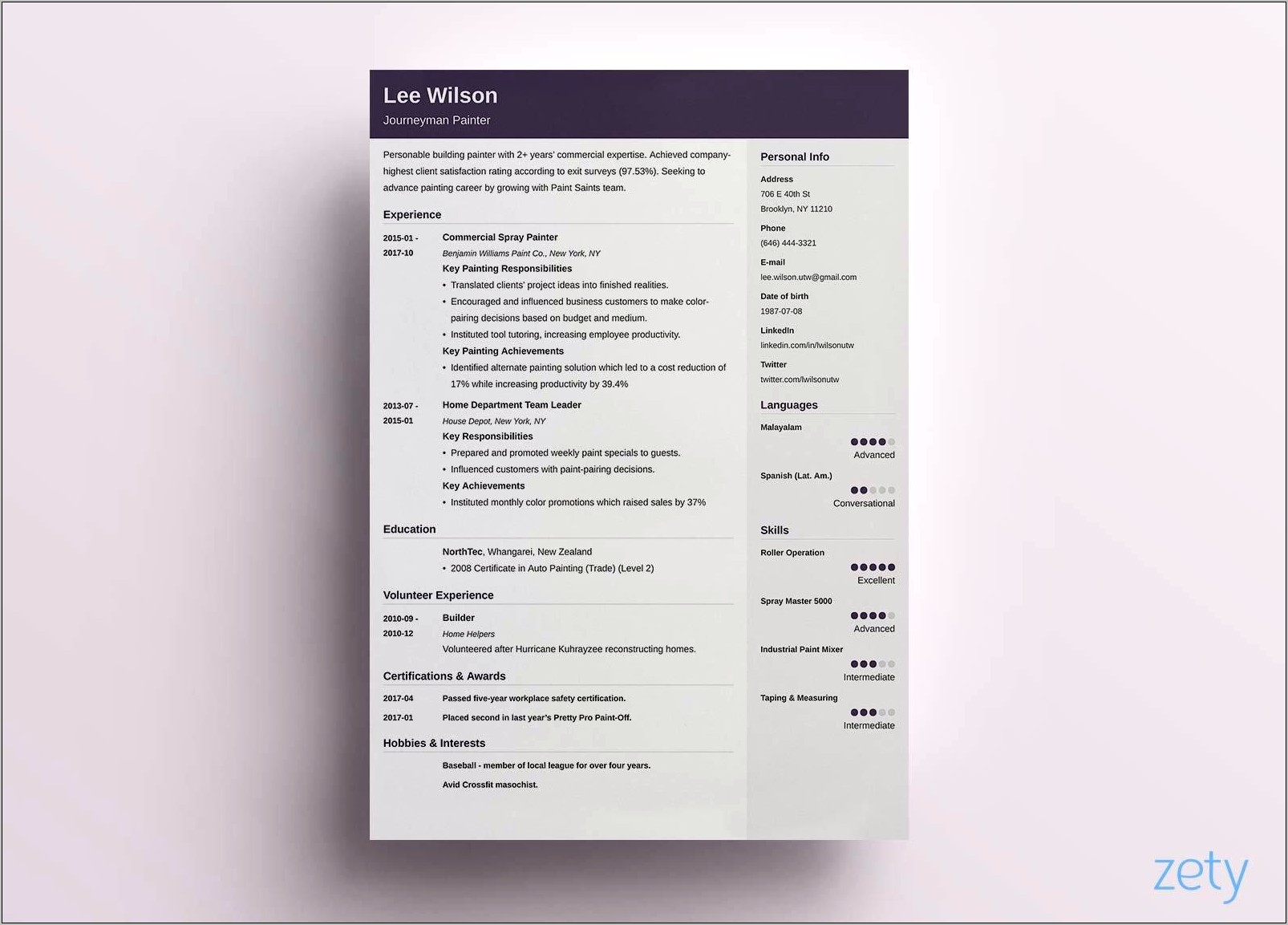 Free One Page Resume Template Ms Word Download