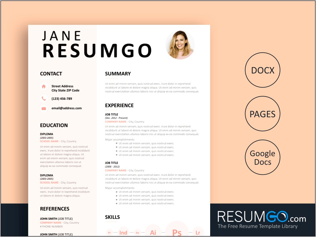 Free Pink And Grey Resume Template