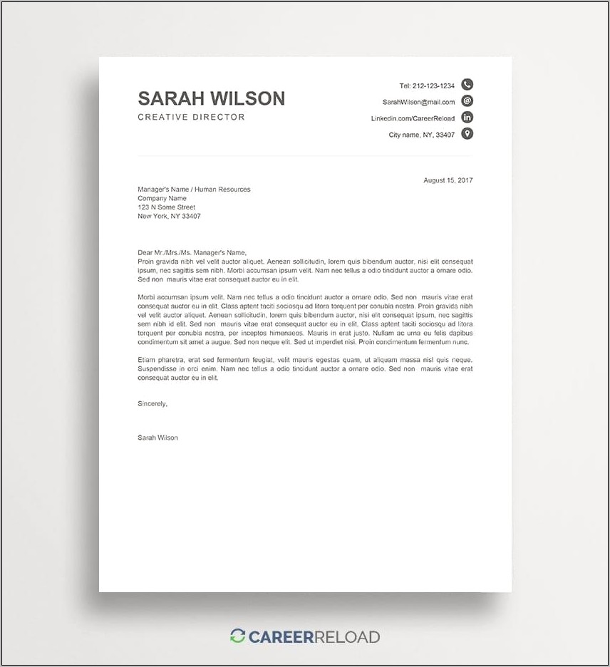 Free Printable Resume Cover Letter Templates