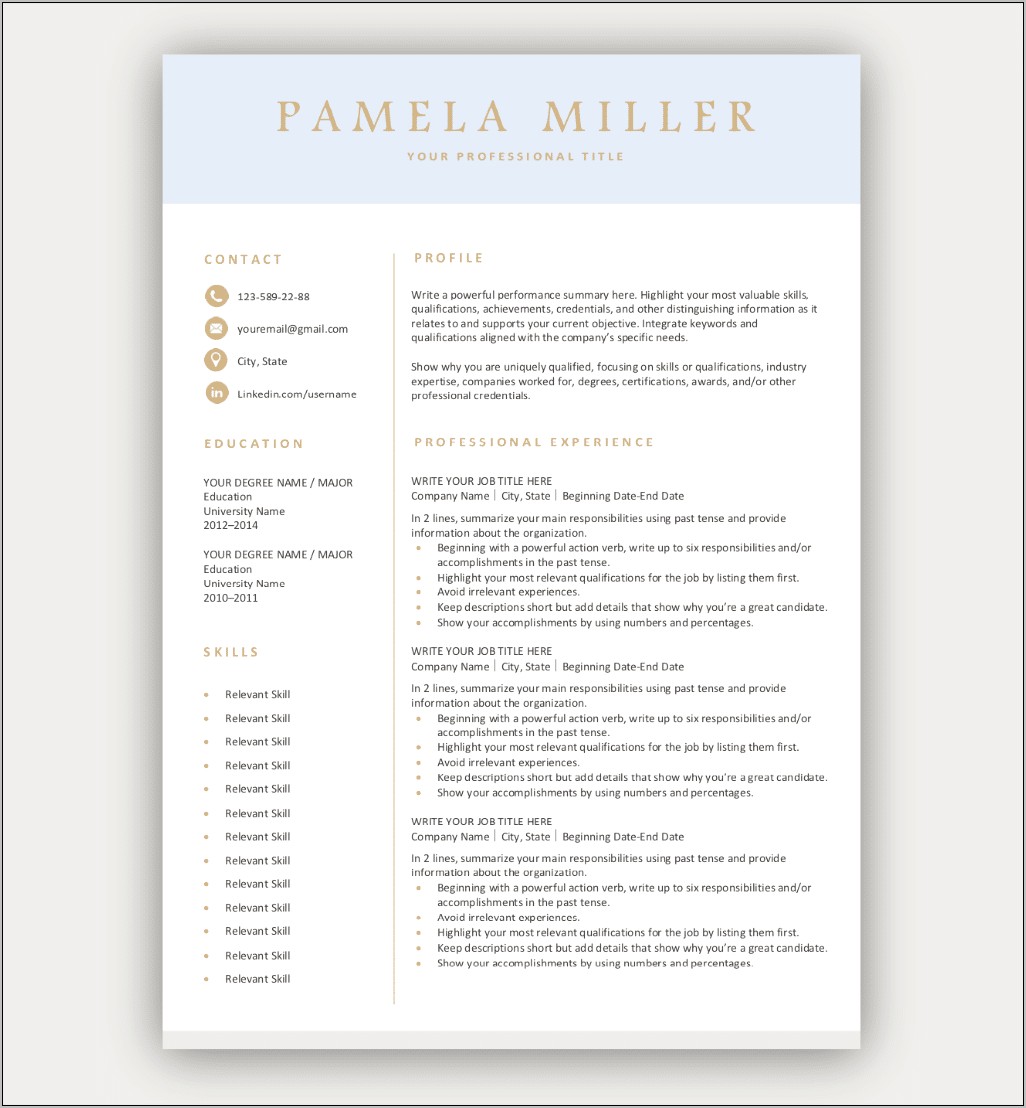 Free Professional Resumes Templates Samples