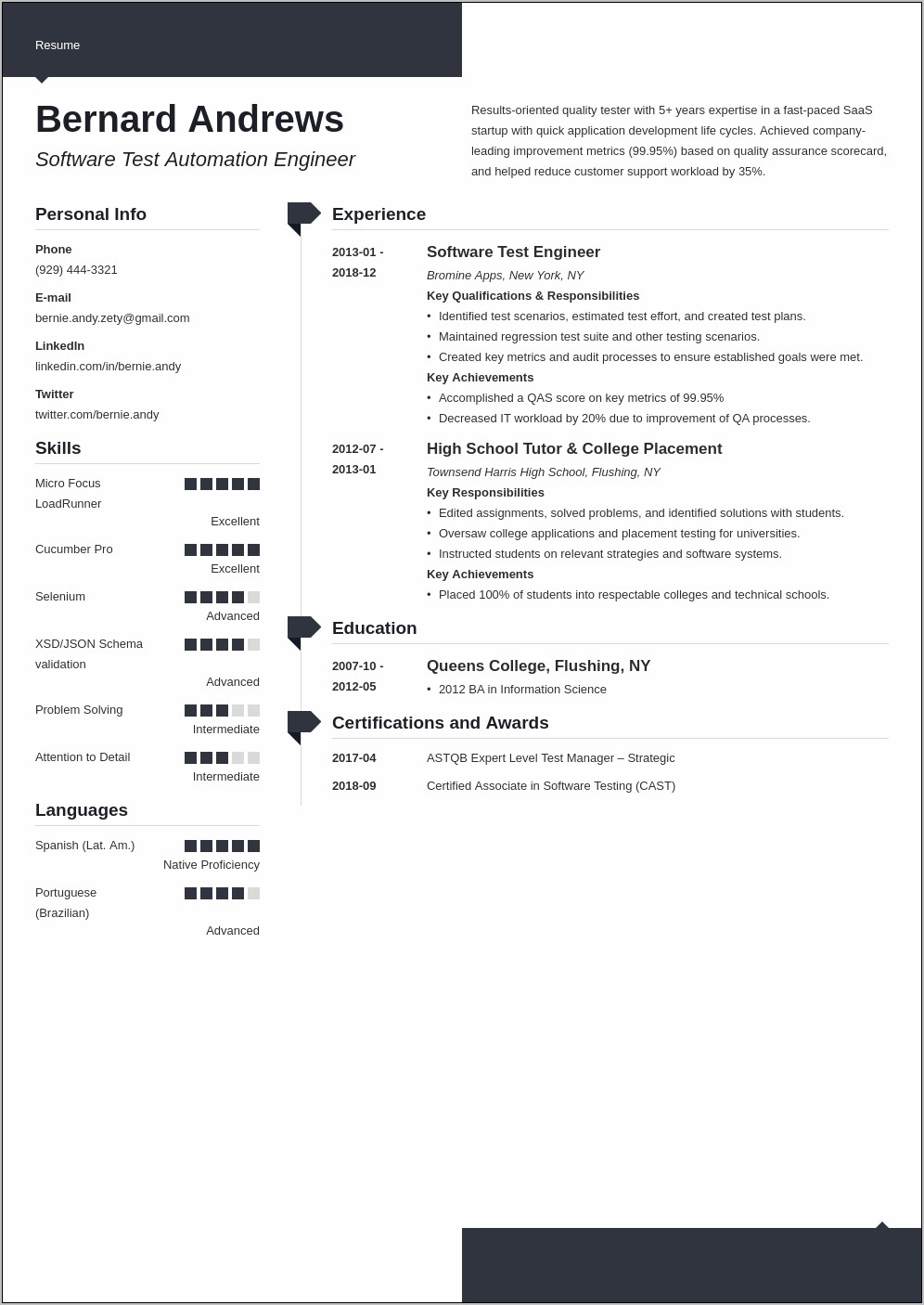 Free Qa Tester Resume With Healthcare Experience