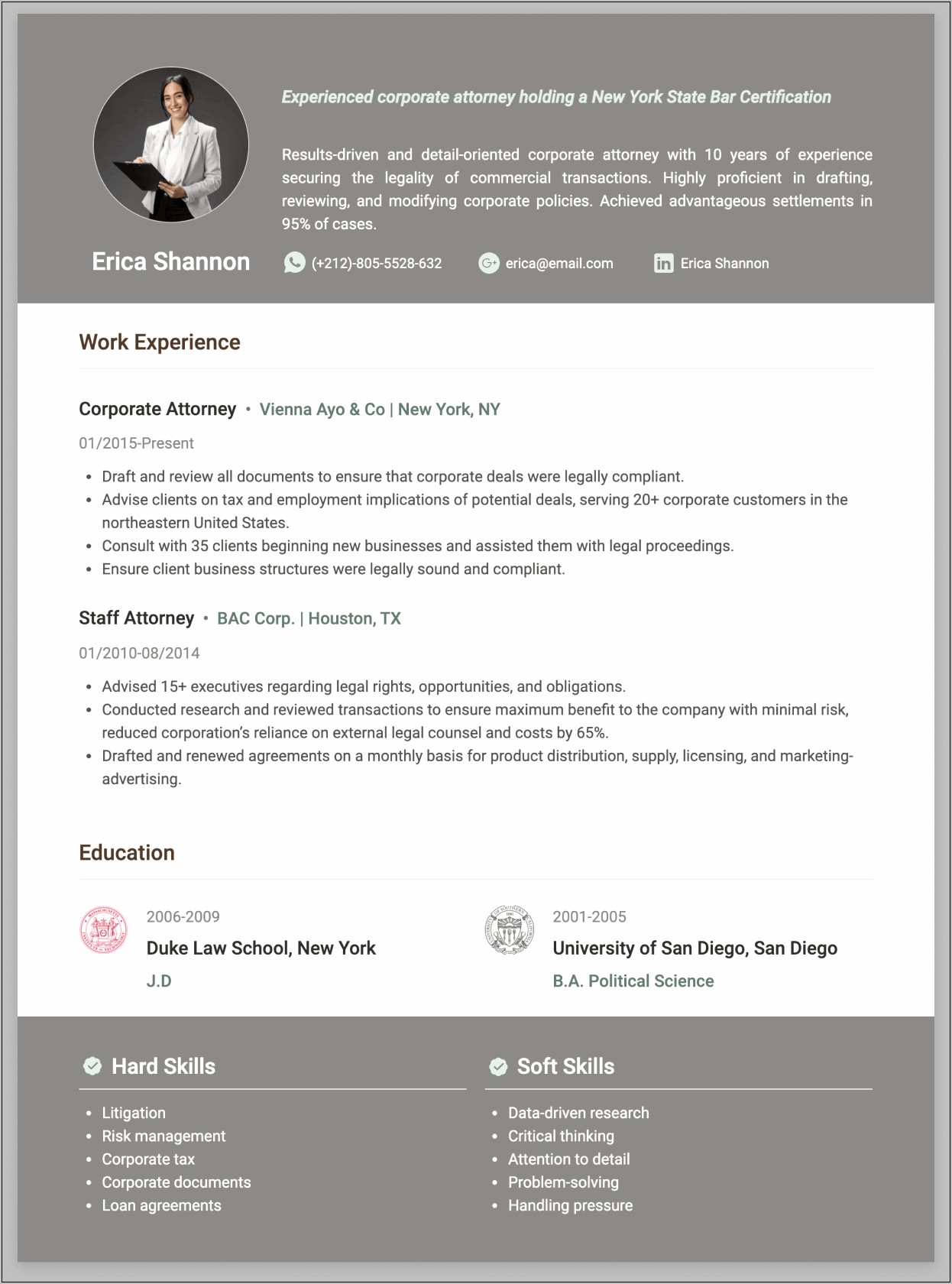 Free Resume Format For Lawyers
