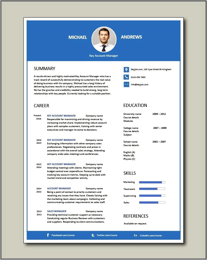 Free Security Account Manager Resume